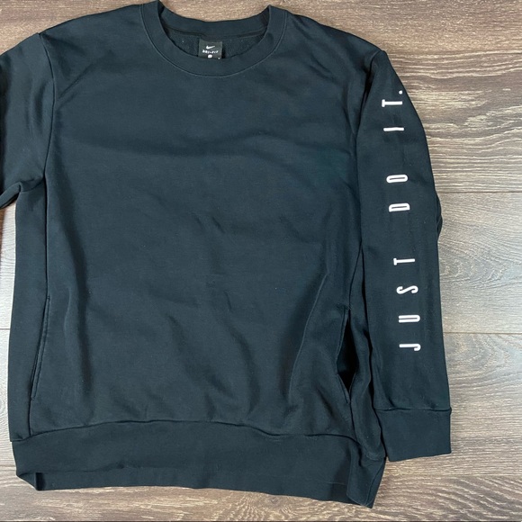 Nike Dri-Fit Just Do It Women’s Black Activewear Crewneck Pullover Sweatshirt M - Picture 3 of 5